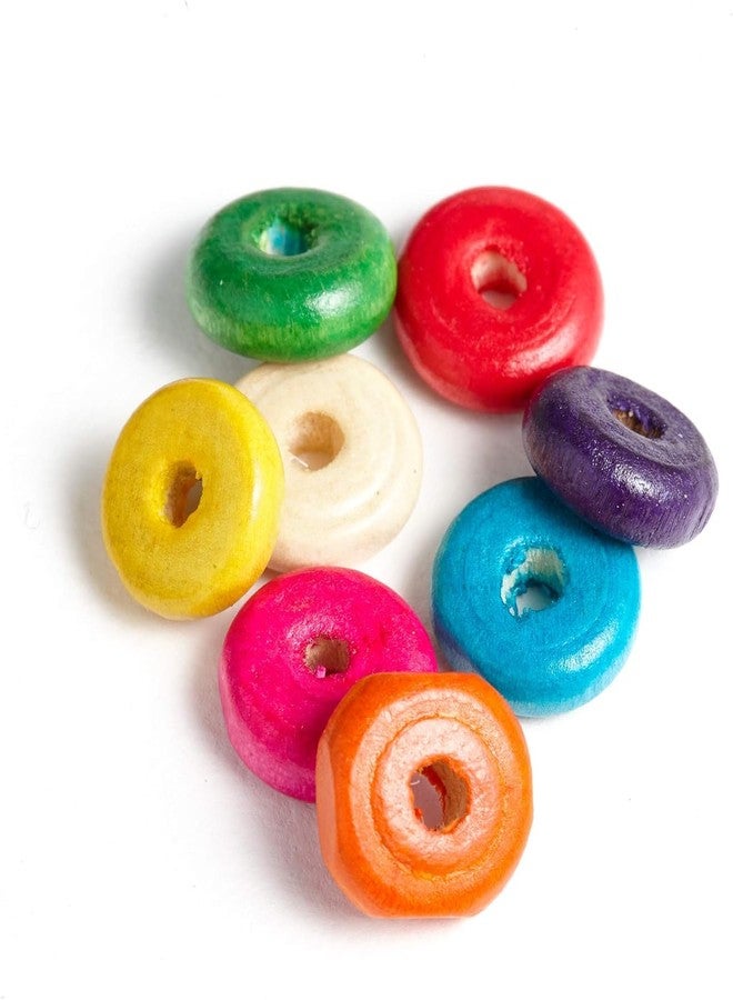 دي آي واي كرافتس مجموعة خرز خشبي غير متنوع الألوان، 130 خرزة، خرز خشبي دائري متعدد الألوان، خرز خشبي دائري مثقوب للأعمال اليدوية والمجوهرات (130) - Image 2